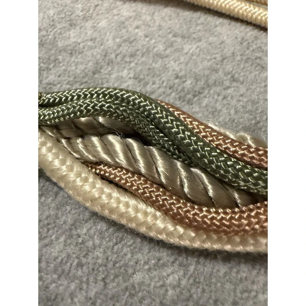 Vtg 80s Fashion Multi Colored Gold Disk Corded Beaded Stretch Belt M/L Statement